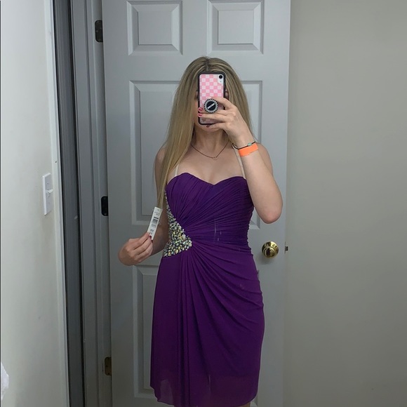 purple tight fitting dress